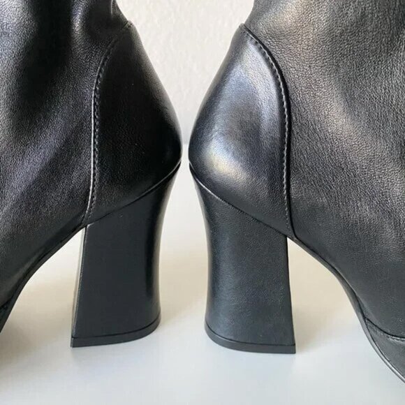 NWOT Stuart Weitzman Curveblock 100 Stretch Leather Booties Size 5 1/2 Spain - Picture 2 of 14